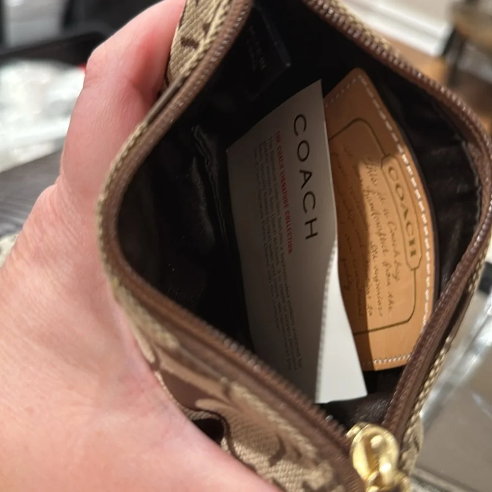 Coach Legacy Signature Canvas & Leather Wristlet (w/Gold Coach Charm & Hangtag) - Picture 11 of 15